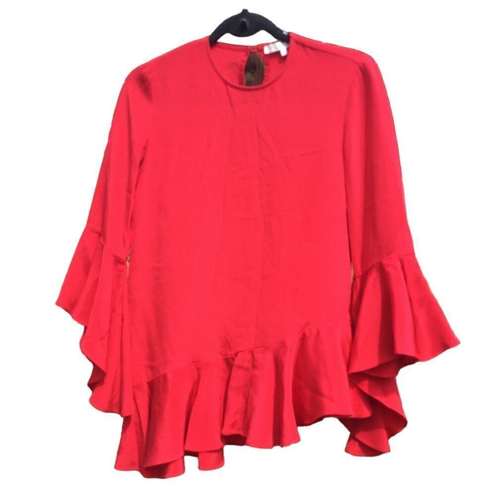 Alexis Red Stone top womens XS Cherry holiday festive formal asymmetrical hem - Picture 4 of 14